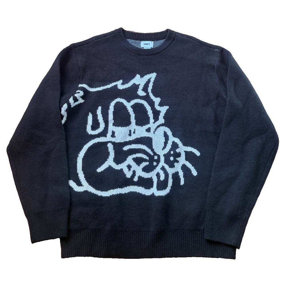 OBEY Kinney Graphic Sweater Black White Size XL